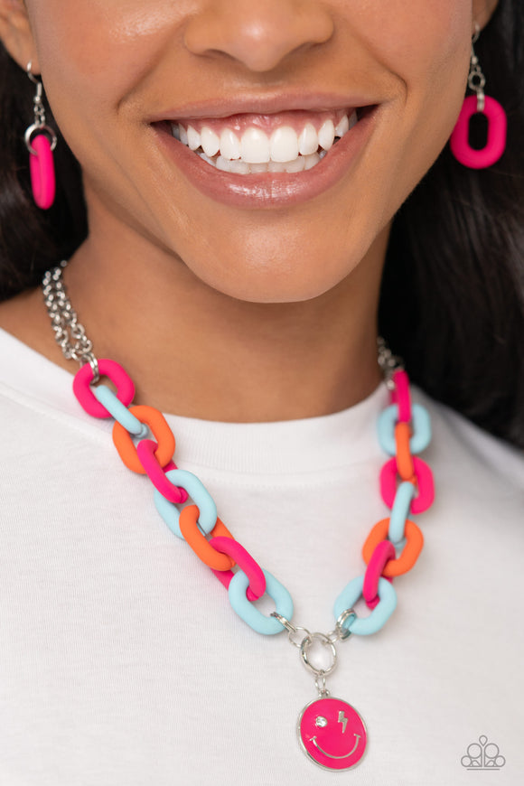 Speed SMILE - Pink Necklace - Paparazzi Accessories