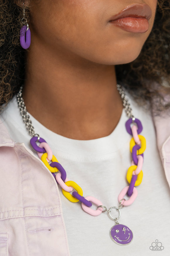 Speed SMILE - Purple Necklace - Paparazzi Accessories