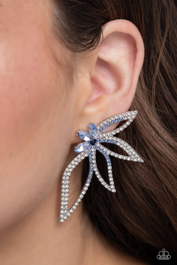 Twinkling Tulip - Blue Post Earrings - Paparazzi Accessories