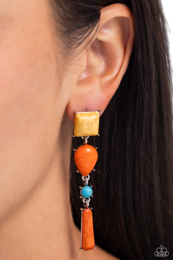 Saharan Sabbatical - Orange Post Earrings - Paparazzi Accessories