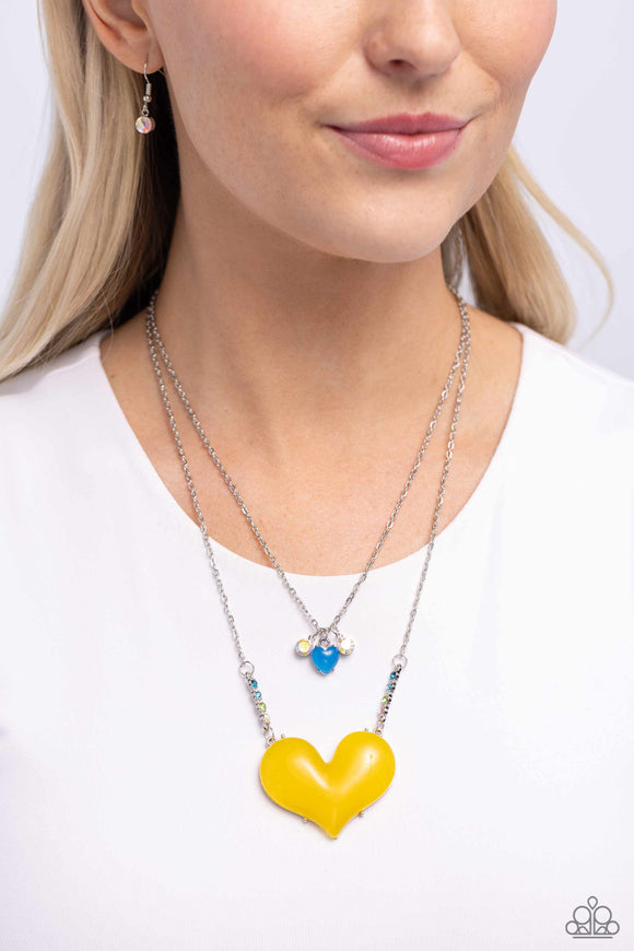Heart-Racing Recognition - Yellow Necklace - Paparazzi Accessories
