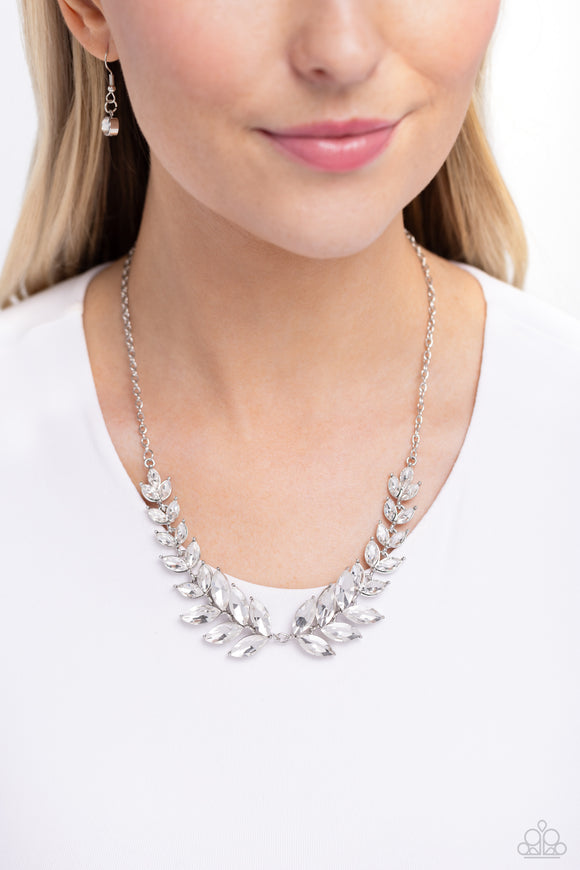 Luxury Laurels - White Necklace - Paparazzi Accessories