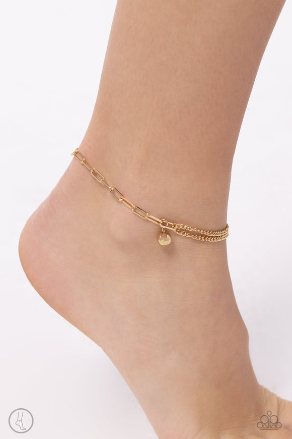 Solo Sojourn - Gold Anklet - Paparazzi Accessories