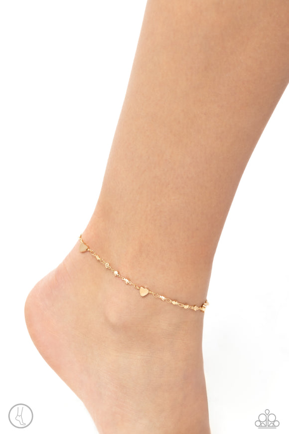 Highlighting My Heart - Gold Anklet - Paparazzi Accessories