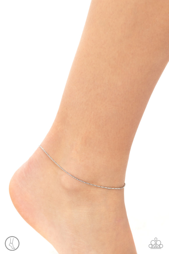 High-Tech Texture - Silver Anklet - Paparazzi Accessories