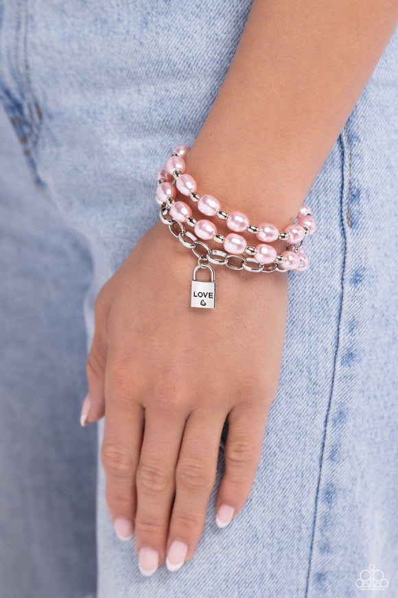 LOVE-Locked Legacy - Pink Bracelet - Paparazzi Accessories