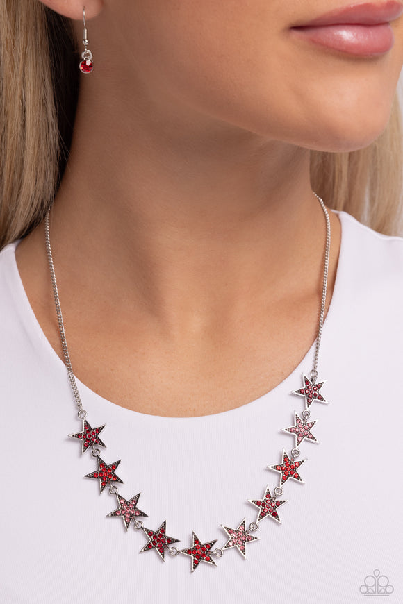 Star Quality Sensation - Red Necklace - Paparazzi Accessories