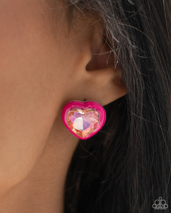 Heartfelt Haute - Pink Post Earrings - Paparazzi Accessories
