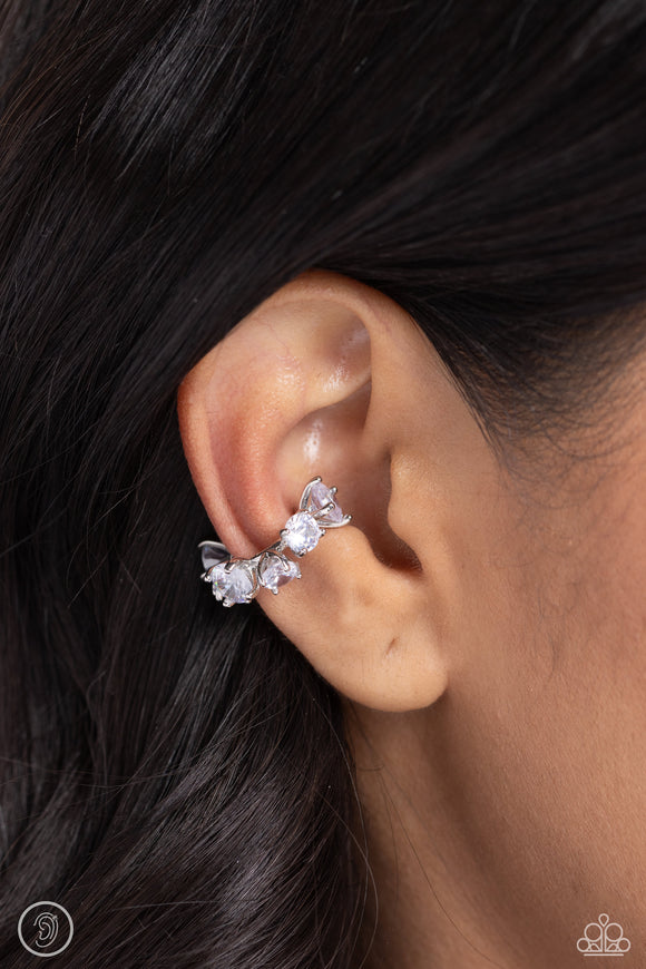Breathtaking Blend - White Cuff Earrings - Paparazzi Accessories