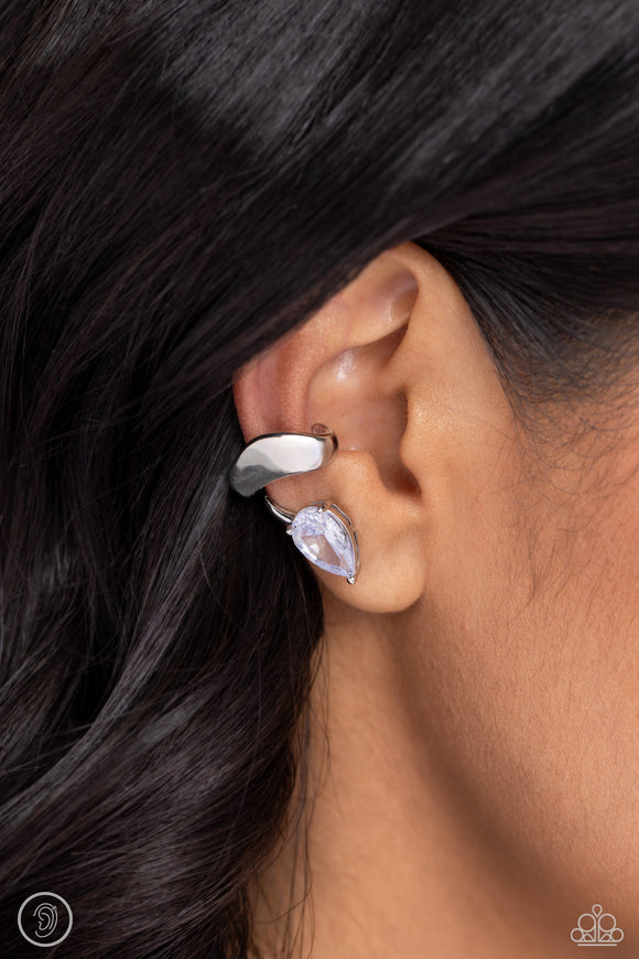 Twisting Teardrop - White Post Earrings - Paparazzi Accessories