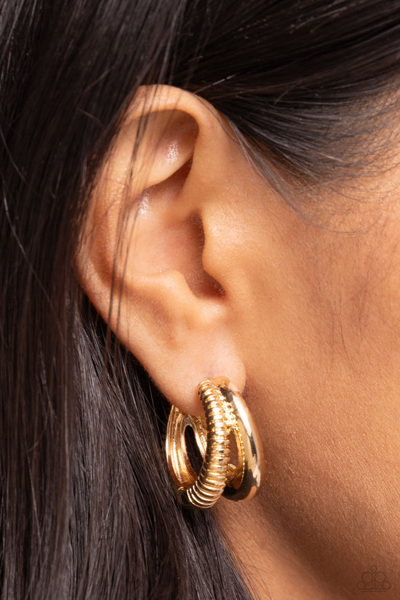 Textured Tremolo - Gold Earrings - Paparazzi Accessories