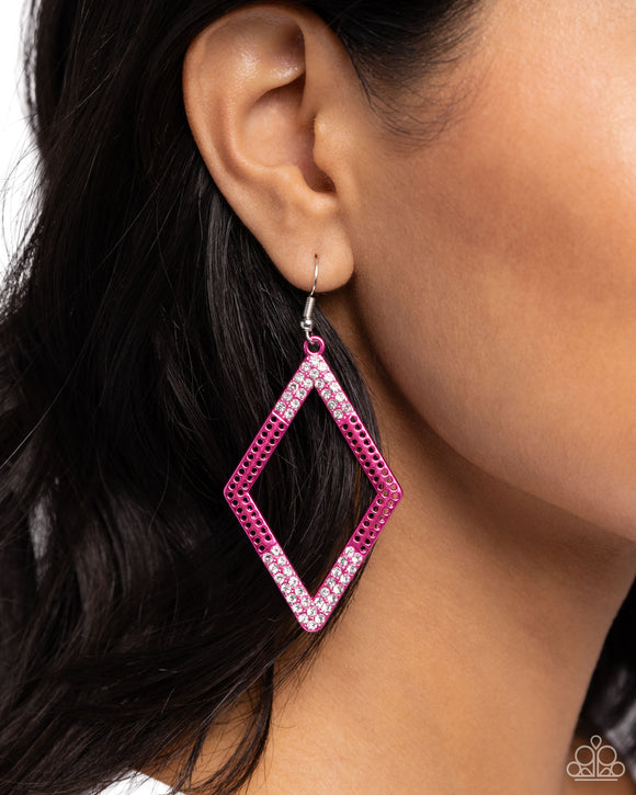 Eloquently Edgy - Pink Earrings - Paparazzi Accessories