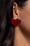 Glitter Gamble - Red Post Earrings - Paparazzi Accessories