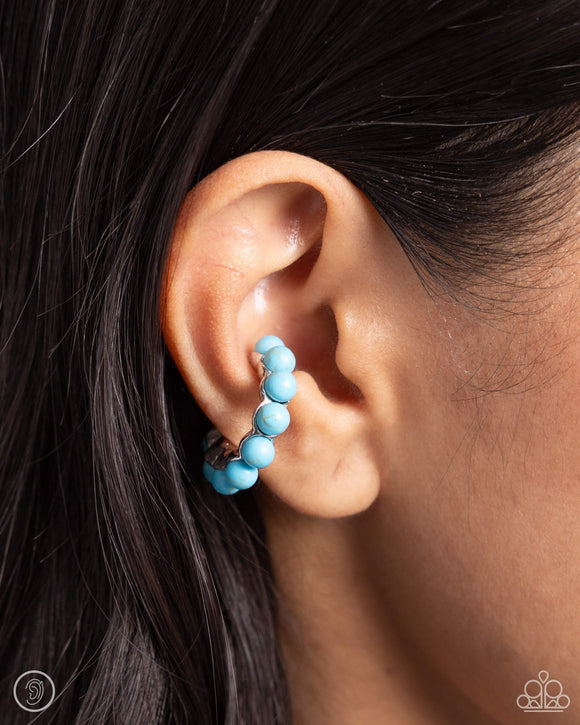 Southwestern Spiral - Blue Cuff Earrings - Paparazzi Accessories