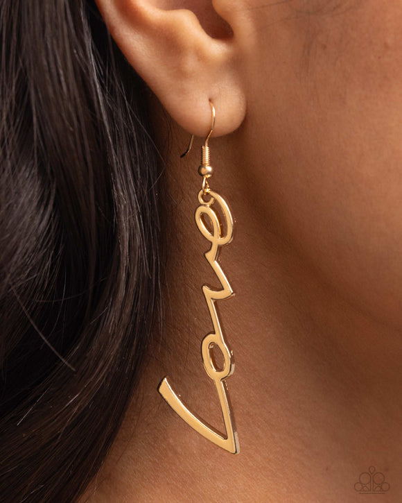 Light-Catching Letters - Gold Earrings - Paparazzi Accessories
