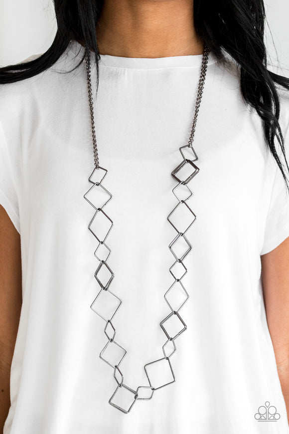 Backed Into A Corner - Black Necklace - Paparazzi Accessories