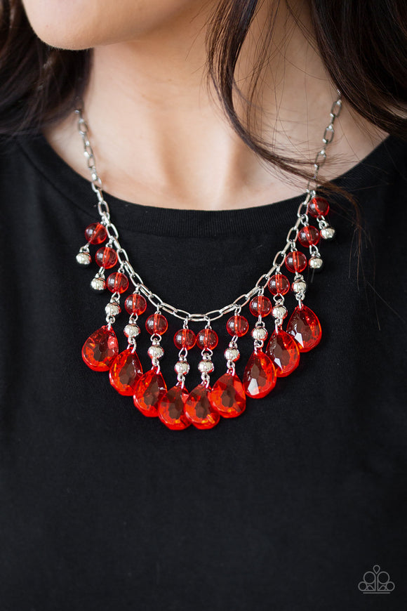 Beauty School Drop Out - Red Necklace - Paparazzi Accessories