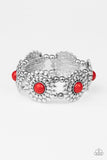 Bountiful Blossoms - Red Bracelet - Paparazzi Accessories