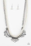 Bow Before The Queen - White Necklace - Paparazzi Accessories