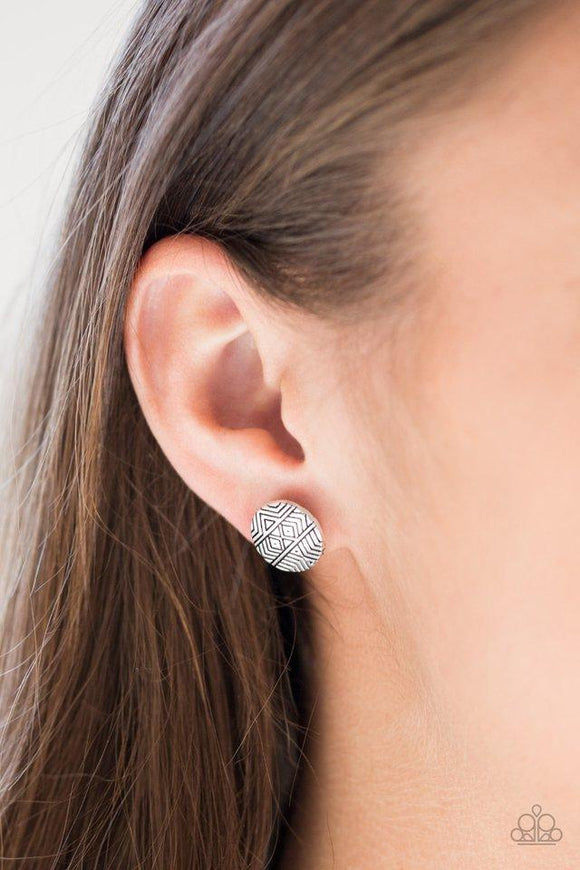 Bright As A Button - Silver Earrings - Paparazzi Accessories
