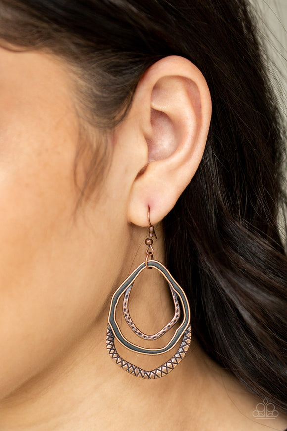 Canyon Casual - Copper Earrings - Paparazzi Accessories