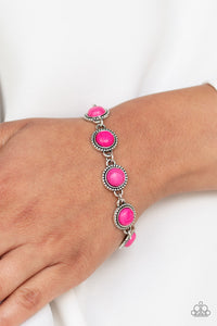 Carved In SANDSTONE - Pink Bracelet - Paparazzi Accessories