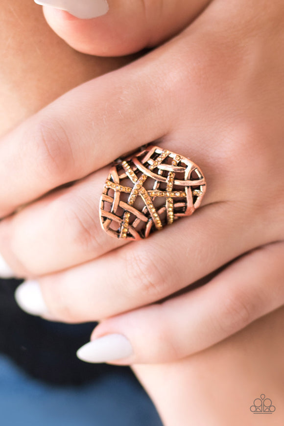 Controlled Chaos - Copper Ring - Paparazzi Accessories