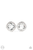Diamond Duchess - White Clip-On Earrings - Paparazzi Accessories