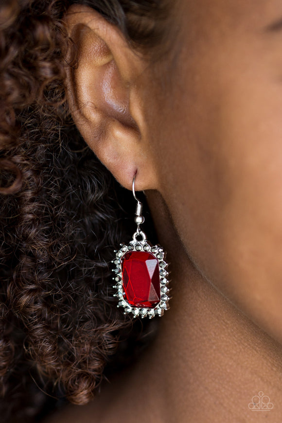 Downtown Dapper - Red Earrings - Paparazzi Accessories