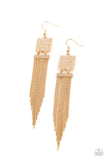 Dramatically Deco - Gold Earrings - Paparazzi Accessories