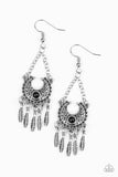 Fabulously Feathered - Black Earrings - Paparazzi Accessories