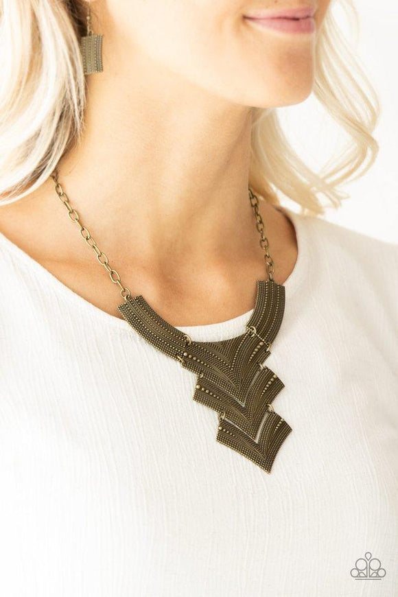 Fiercely Pharaoh - Brass Necklace - Paparazzi Accessories