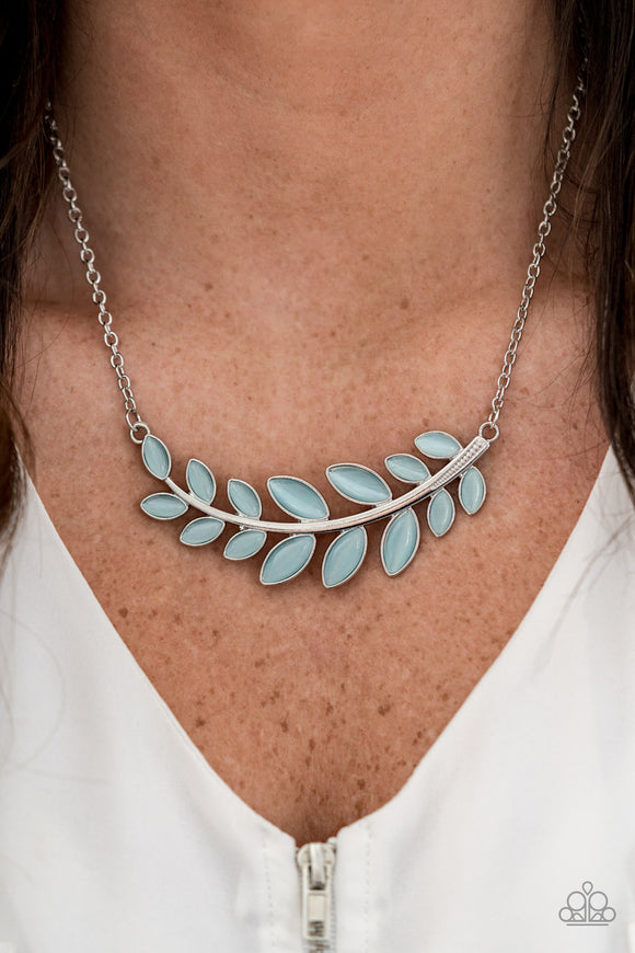 Frosted Foliage - Blue Necklace - Paparazzi Accessories