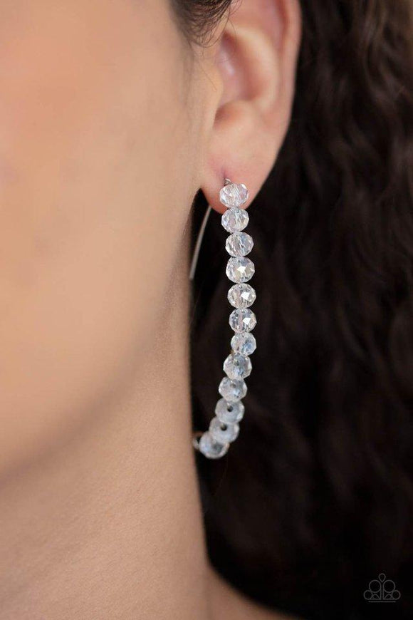 GLOW Hanging Fruit - White Post Earrings - Paparazzi Accessories