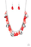 Hurricane Season - Red/Silver Necklace - Paparazzi Accessories