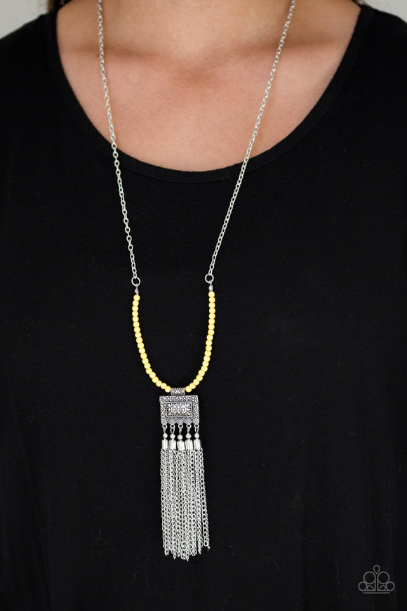 Mayan Masquerade - Yellow Necklace - Paparazzi Accessories