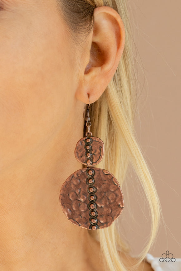 Metro Metalhead - Copper Earrings - Paparazzi Accessories