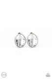 Movie Star Sparkle - White Clip-On Earrings - Paparazzi Accessories