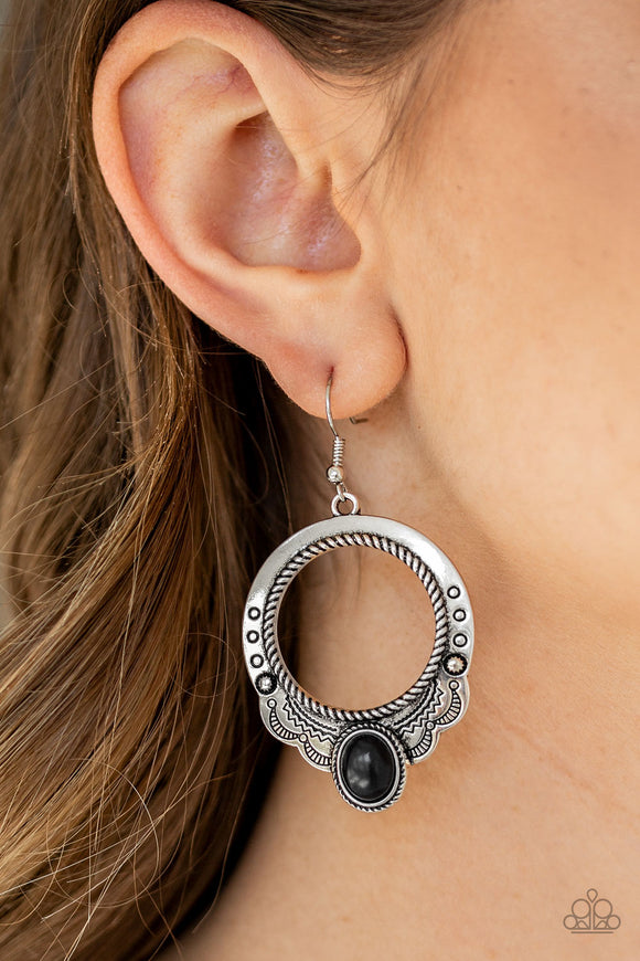 Natural Springs - Black Earrings - Paparazzi Accessories