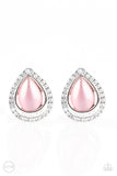 Noteworthy Shimmer - Pink Clip-On Earrings - Paparazzi Accessories