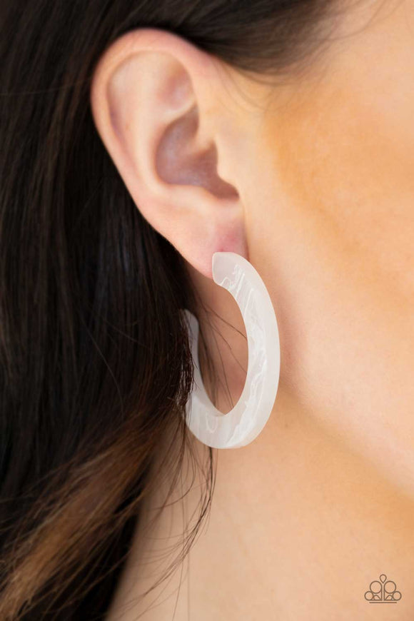 Oceanside Oasis - White Earrings - Paparazzi Accessories