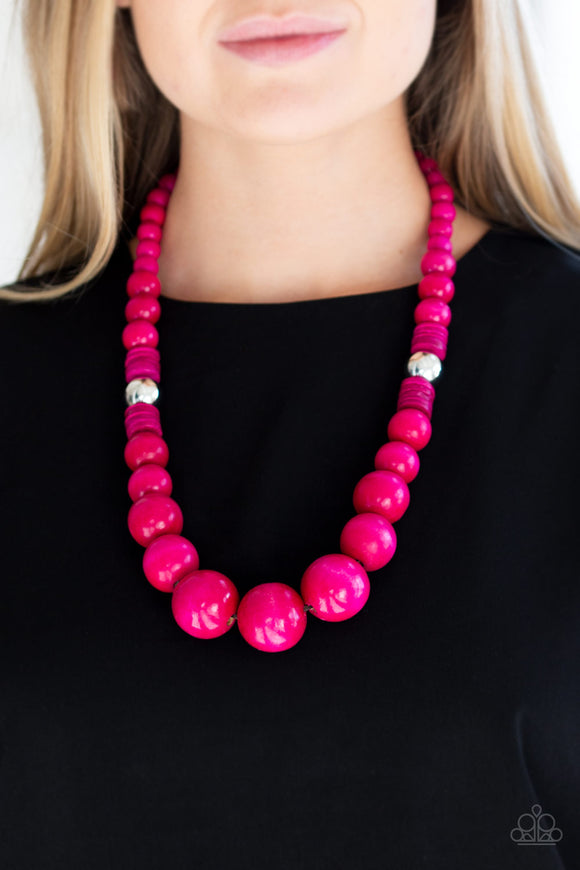 Panama Panorama - Pink Necklace - Paparazzi Accessories