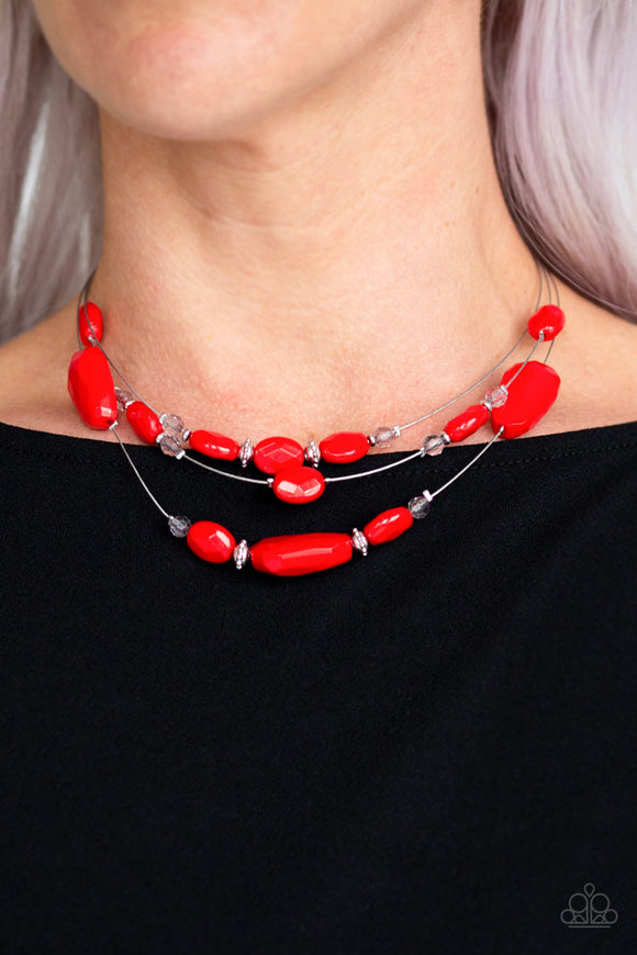 Radiant Reflections - Red Necklace - Paparazzi Accessories