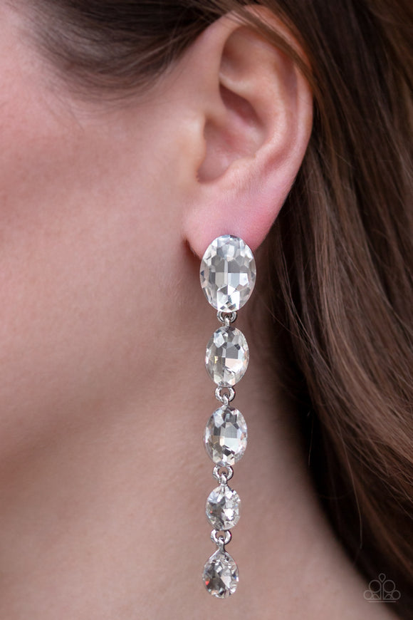 Red Carpet Radiance - White Earrings - Paparazzi Accessories