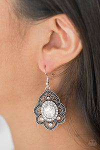 Reign Supreme - White Earrings - Paparazzi Accessories