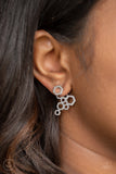 Six-Sided Shimmer - Silver Earrings - Paparazzi Accessories