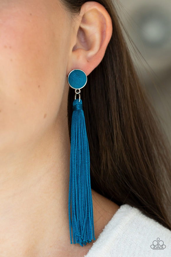 Tightrope Tassel - Blue Earrings - Paparazzi Accessories