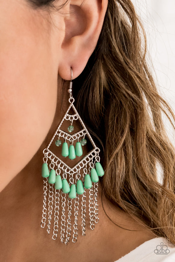 Trending Transcendence - Green Earrings - Paparazzi Accessories