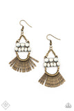 A FLARE For Fierceness - Brass Earrings - Paparazzi Accessories Earrings Bedazzle Me Pretty Mobile Fashion Boutique