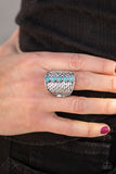A Line In The SANDSTONE - Blue Ring - Paparazzi Accessories Ring Bedazzle Me Pretty Mobile Fashion Boutique
